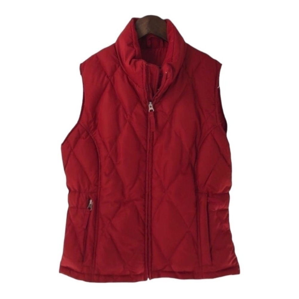 Eddie Bauer Red Diamond Quilted Goose Down Sleeveless Vest size XS
